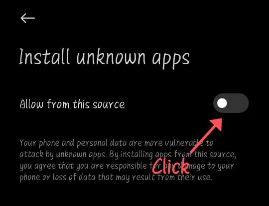 Tap “Install unknown apps” in the permissions list
