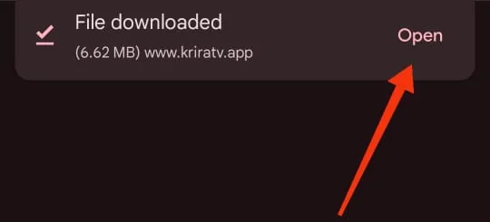 Notification showing app-release.apk has finished downloading