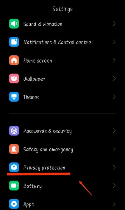 Open Settings and tap “Privacy protection”